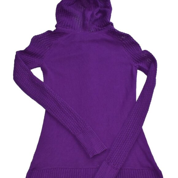 Athleta Sunscape Sweater Womens Sz S Purple Hoodie Zipper Long Sleeve Open Knit - Picture 10 of 12